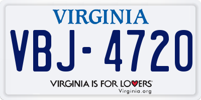 VA license plate VBJ4720
