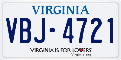 VA license plate VBJ4721