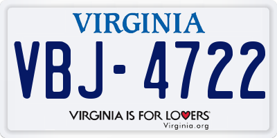 VA license plate VBJ4722