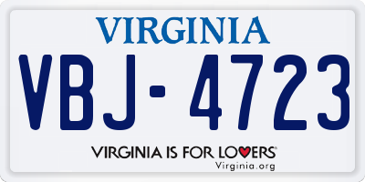 VA license plate VBJ4723