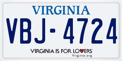 VA license plate VBJ4724