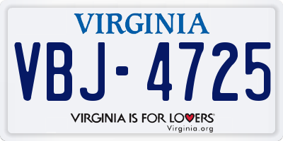 VA license plate VBJ4725