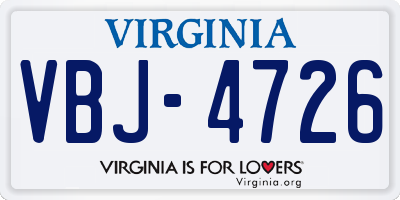 VA license plate VBJ4726