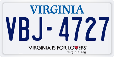 VA license plate VBJ4727