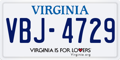 VA license plate VBJ4729