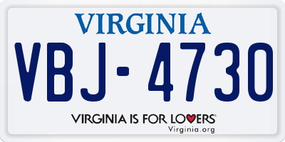VA license plate VBJ4730
