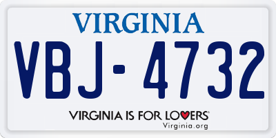 VA license plate VBJ4732