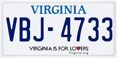 VA license plate VBJ4733