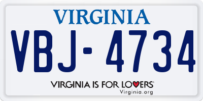 VA license plate VBJ4734