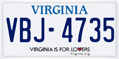 VA license plate VBJ4735