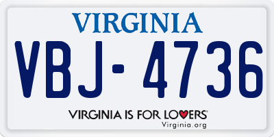 VA license plate VBJ4736