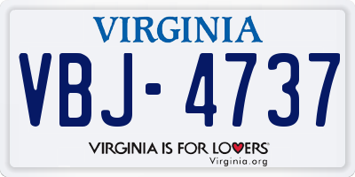 VA license plate VBJ4737