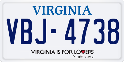VA license plate VBJ4738