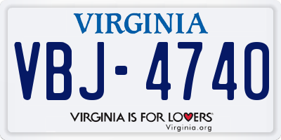 VA license plate VBJ4740