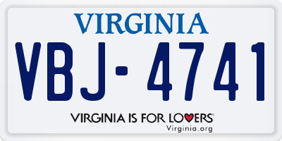 VA license plate VBJ4741