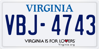VA license plate VBJ4743