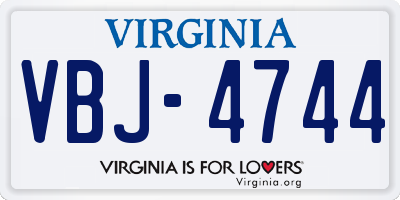 VA license plate VBJ4744