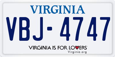 VA license plate VBJ4747