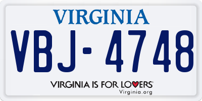 VA license plate VBJ4748