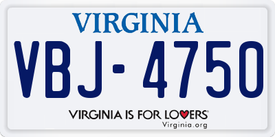 VA license plate VBJ4750