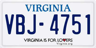 VA license plate VBJ4751