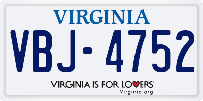 VA license plate VBJ4752