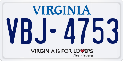 VA license plate VBJ4753
