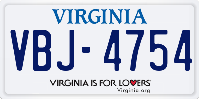 VA license plate VBJ4754