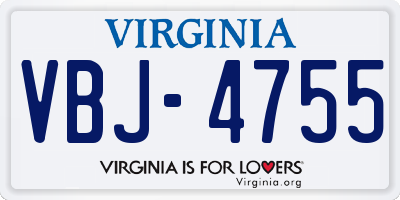VA license plate VBJ4755