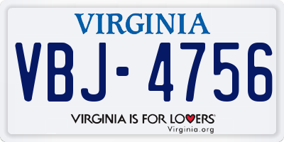 VA license plate VBJ4756