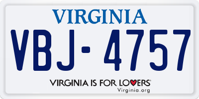 VA license plate VBJ4757