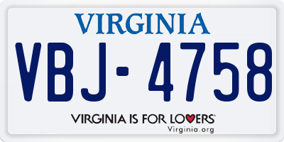 VA license plate VBJ4758