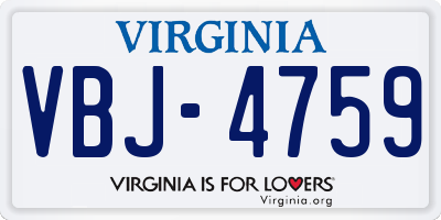 VA license plate VBJ4759