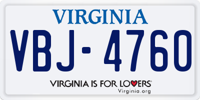 VA license plate VBJ4760