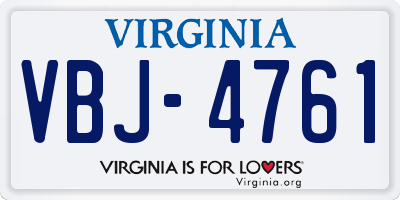VA license plate VBJ4761