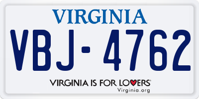 VA license plate VBJ4762