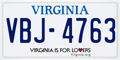 VA license plate VBJ4763