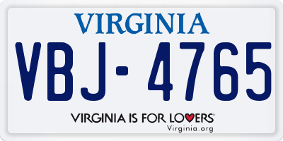 VA license plate VBJ4765