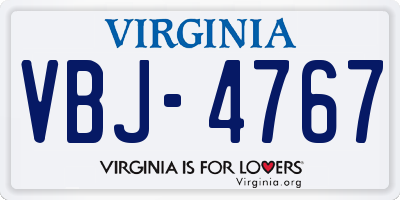 VA license plate VBJ4767