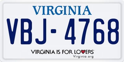 VA license plate VBJ4768