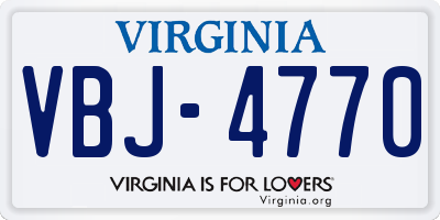 VA license plate VBJ4770