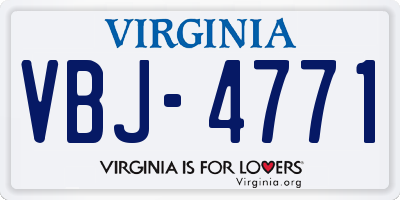 VA license plate VBJ4771