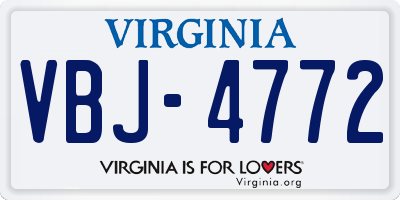 VA license plate VBJ4772