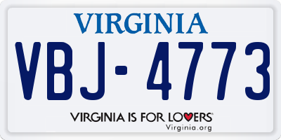 VA license plate VBJ4773