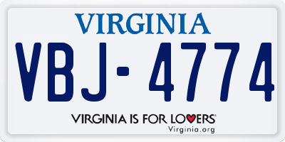 VA license plate VBJ4774