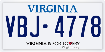 VA license plate VBJ4778