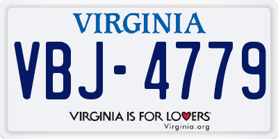 VA license plate VBJ4779