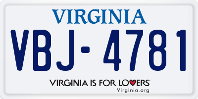 VA license plate VBJ4781