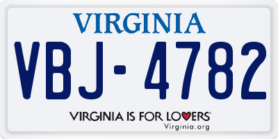 VA license plate VBJ4782
