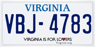 VA license plate VBJ4783